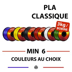 Pack de filament pour imprimante 3D et fil 3D -  6 bobines de 3KG - 18KG de PLA PRO - coloris au choix