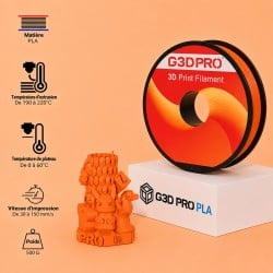 Filament PLA Orange Fluo 500 g pour impression 3D – G3D PRO®