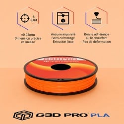 Vue complémentaire de la bobine PLA orange fluo 500 g pour imprimante 3D