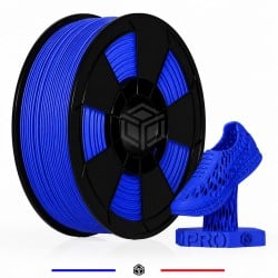 Détail du filament TPU bleu souple et flexible en diamètre 1,75 mm