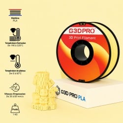 Fil 3D PLA Pastel 1 Kg 1.75 mm Jaune