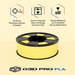 Fil 3D PLA Pastel 1 Kg 1.75 mm Jaune