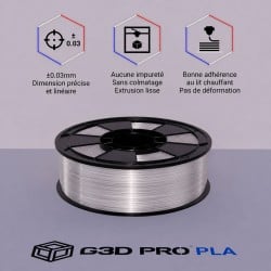 Fil 3D PLA 1 Kg 1.75 mm Transparent