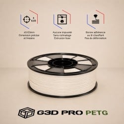 Filament Blanc Cassé G3D PRO PETG 1Kg 1.75mm - Grossiste 3D