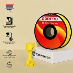 Filament Jaune G3D PRO PETG 1Kg 1.75mm - Grossiste 3D