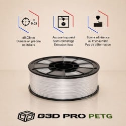 PETG Transparent 1Kg G3D PRO 1.75mm - Grossiste 3D