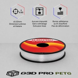 Filament Transparent 500g G3D PRO PETG 1.75mm - Grossiste 3D