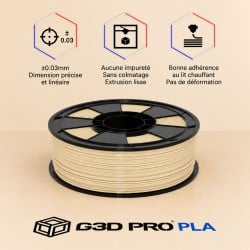 Filament PLA Bois Chêne Blanc 1 kg 1,75 mm - G3D PRO®