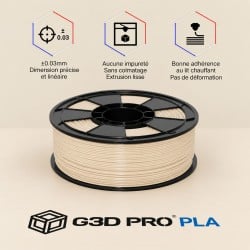 Filament PLA Érable 1 kg 1,75 mm – Aspect Bois Cendré | G3D PRO