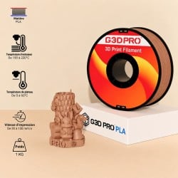 Filament PLA Noyer Foncé 1 kg 1,75 mm – Bois Véritable | G3D PRO