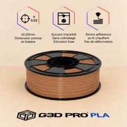 Filament PLA Noyer Foncé 1 kg 1,75 mm – Bois Véritable | G3D PRO