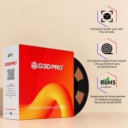 Filament PLA Noyer Foncé 1 kg 1,75 mm – Bois Véritable | G3D PRO