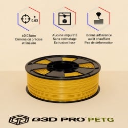 Filament PETG Or 1 kg 1,75 mm – Couleur Doré Résistant | G3D PRO