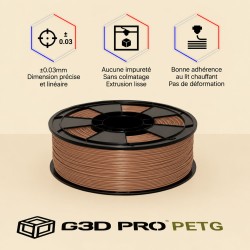 Filament PETG Cuivre 1 kg 1,75 mm – Teinte Cuivrée | G3D PRO