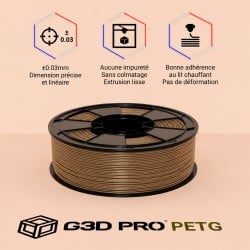 Filament PETG Bronze 1 kg 1,75 mm – Effet Bronze Antique | G3D PRO