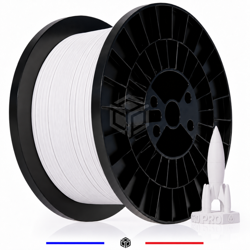Bobine de filament PETG High Speed Blanc 5 kg G3D PRO® 1,75 mm avec fusée imprimée Bobine de filament PETG High Speed Blanc 5 kg G3D PRO® 1,75 mm avec fusée imprimée