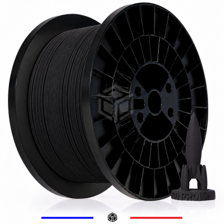 Bobine de filament PETG High Speed Noir 5 kg G3D PRO® 1,75 mm avec fusée imprimée