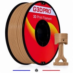 Filament PETG marron clair G3D PRO 1 kg 1,75 mm - bobine et exemple de pièce imprimée