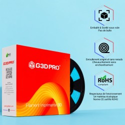 Filament PETG cyan G3D PRO 1 kg - emballage et conditionnement de la bobine