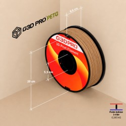 Dimensions de la bobine PETG marron clair G3D PRO 1 kg - diamètre 200 mm, largeur 66 mm, trou 55 mm