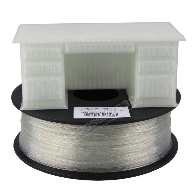 Filament 3D paillette 500g Transparent PLA 1.75 mm