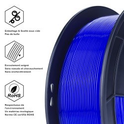 Filament 3D PLA Translucide 500g Bleu 1.75mm
