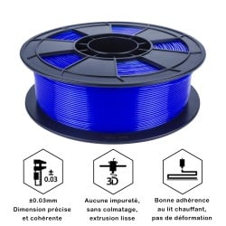 Filament 3D PLA Translucide 500g Bleu 1.75mm