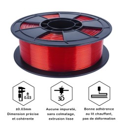 Filament 3D PLA Translucide 500g Rouge 1.75mm