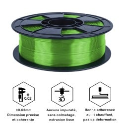 Filament 3D PLA Translucide 500g Vert 1.75mm