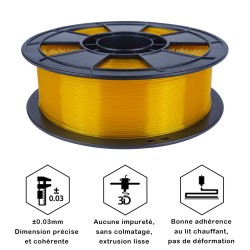 Filament 3D PLA Translucide 500g Orange 1.75mm