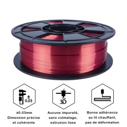 Filament 3D Silk Glossy 1 Kg Rouge 1.75 mm