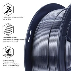 Filament 3D Silk Glossy 1 Kg Argent Noir 1.75 mm