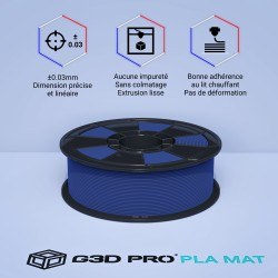 Fil 3D PLA MAT 1 Kg 1.75 mm Bleu