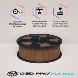 Fil 3D PLA MAT 1 Kg 1.75 mm Bois