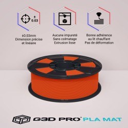Fil 3D PLA MAT 1 Kg 1.75 mm Orange