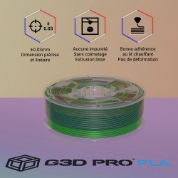 Fil 3D PLA 1 Kg 1.75 mm Translucide Multicolore Printemps