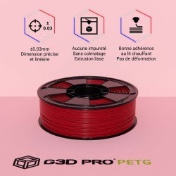 Filament 3D PETG 1 Kg Rouge 1.75 mm