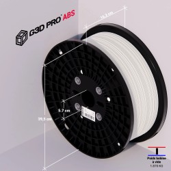 Filament 3D G3D PRO ABS 1.75mm Format 9KG XXL Blanc