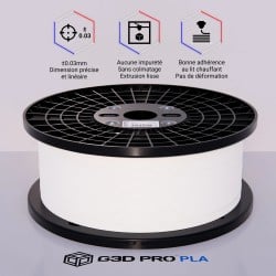 G3D PRO Filament PLA Blanc 1.75mm 10KG - Bobine XXL