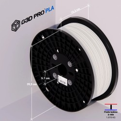 Filament 3D G3D PRO PLA 1.75mm Format 10KG XXL Blanc