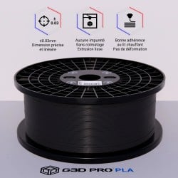 G3D PRO Filament PLA Noir 1.75mm 10KG - Bobine grande taille