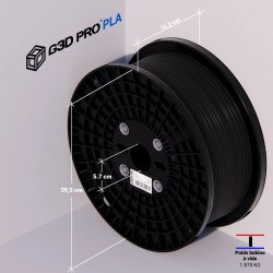 Filament 3D G3D PRO PLA 1.75mm Format 10KG XXL Noir