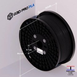 G3D PRO Filament PLA Noir 1.75mm 10KG - Bobine grande taille
