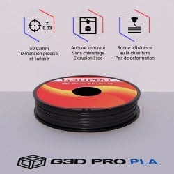 Filament 3D PLA Noir 1,75 mm – Bobine 500 g FDM