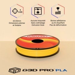 Fil 3D PLA 500g 1.75 mm Jaune