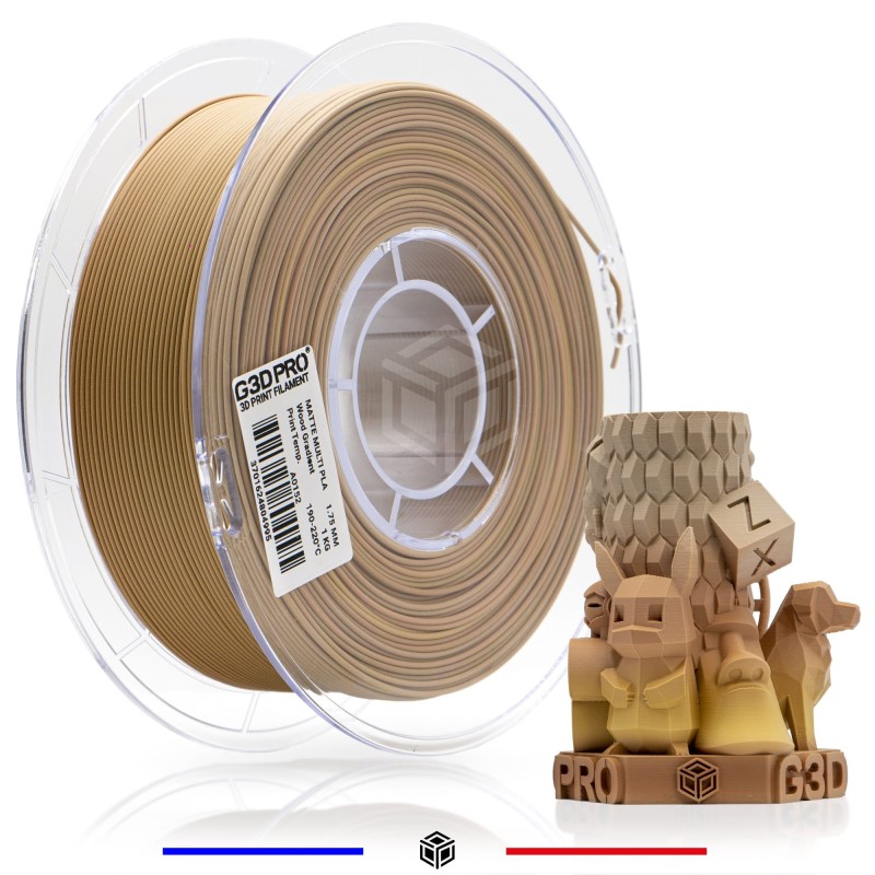 Fil 3D PLA MAT Multicolor 1 Kg 1.75mm Nuance de bois