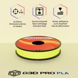 Filament 3D PLA Fluorescent 500g 1.75 mm Jaune
