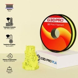 Filament 3D PLA Fluorescent 500g 1.75 mm Jaune