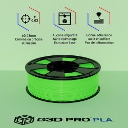 Filament 3D PLA Fluorescent 1kg Vert 1.75 mm