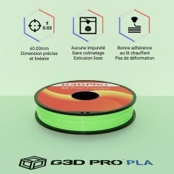 Filament 3D PLA Fluorescent 500g 1.75 mm Vert